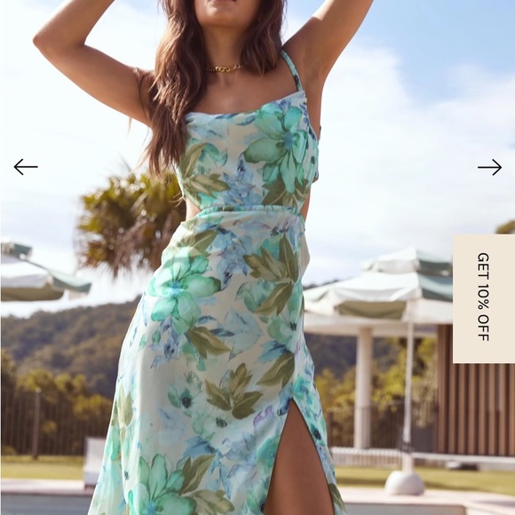 Brand New! Sundae Muse Melody Dress Green Lily! Floral Midi Dress! - Picture 2 of 7